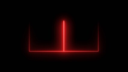 Neon line frame animation. Abstract moving neon bright square, red color animation. black background 4k video.