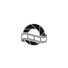 Circular film reel logo with a filmstrip wrapped around it, symbolizing cinema and photography