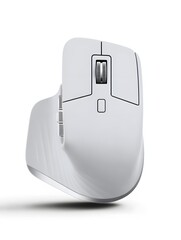 Modern ergonomic white computer mouse with scroll wheel