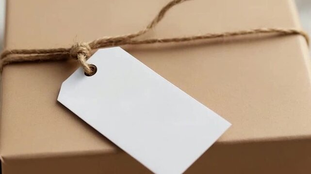 Gift box tied with twine and a blank tag, ready for a special message or personalization