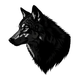 Detailed illustration of a wolf's head showcasing its fierce expression and textured fur