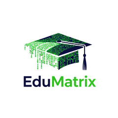 Digital graduation cap with binary code, symbolizing education and technology integration