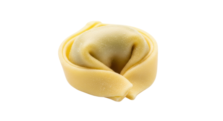 Fresh uncooked single tortellino pasta isolated product shot on white background