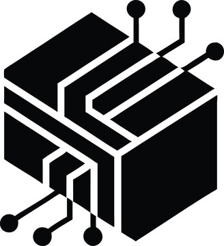 Abstract digital network cube icon represents technology innovation connectivity and data flow vector