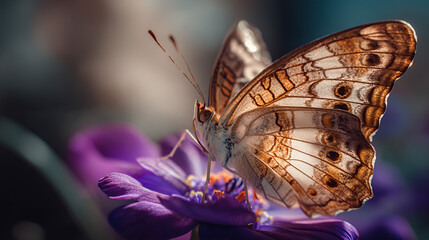 Butterfly on Purple Flower, Shallow Depth, 4K