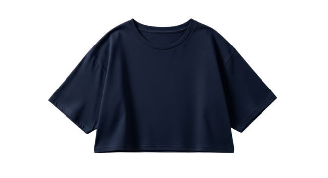 Dark blue cropped t-shirt top fashion apparel isolated PNG with Transparent Background