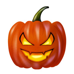 Evil Grinning Halloween Pumpkin Face Illustration 