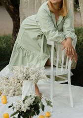 young woman sitting on a bench
