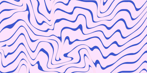 Abstract background pattern with colorful waves. Psychedelic groovy trippy y2k retro seamless pattern in blue and pink colors. Wavy and swirled brush strokes liquid background for packaging design