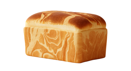 A loaf of marbled bread with brown and white swirls on a  isolated on transparent background