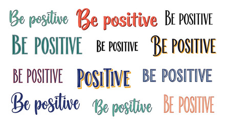 Obraz premium Diverse and inspiring typography celebrating positivity in various styles and colors