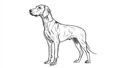 Fototapeta premium A simple line drawing of a German Shorthaired Pointer dog standing on two legs
