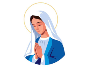 Virgin Mary – Christian Symbol, Prayer and Religion Theme, Vector Illustration for T-Shirt Design and Spiritual Art