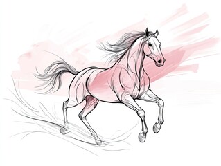 A simple line drawing of an elegant horse rearing up