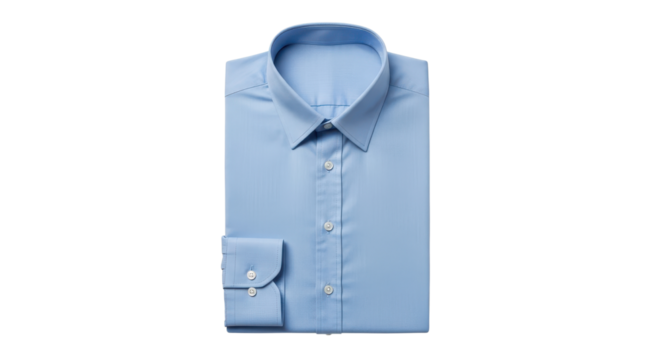 Folded light blue dress shirt isolated PNG with Transparent Background