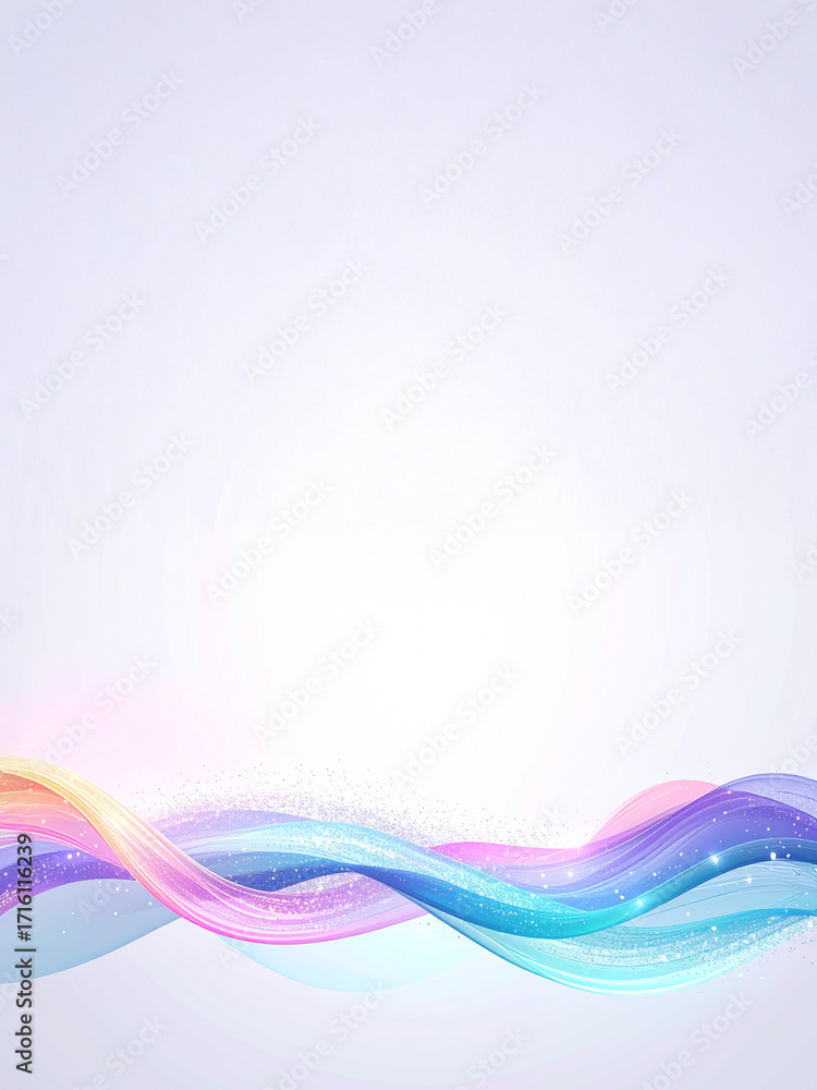 Poster an elegant and minimalist abstract image featuring a luminous, swirling stream of light and sparklin