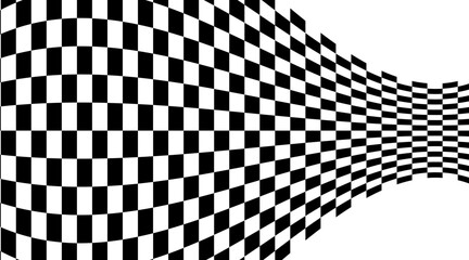 Black and white checkered abstract background. Racing flag design with copy space for text. Motorsport finish line concept. Vector illustration of speed, competition, and victory theme.