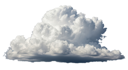 Realistic large gray and white cumulonimbus cloud isolated on white background