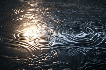 Water surface with ripples and reflections showing light and dark tones.