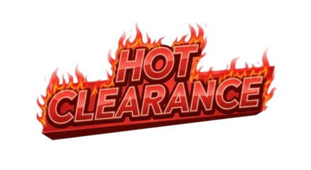 Bold Red Fiery "HOT CLEARANCE" Text Graphic Isolated for Sale Promotion