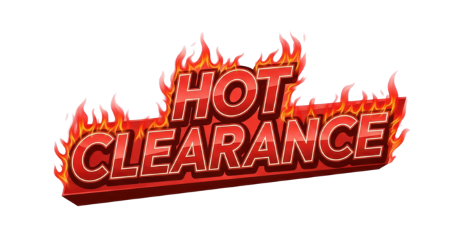 Hot Clearance sign with flames for sale promotion isolated PNG with Transparent Background