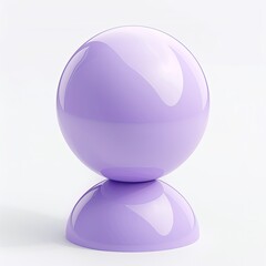 A perfectly smooth, pale lavender sphere rests atop a smaller, matching hemisphere against a bright white background, showcasing a glossy, reflective surface