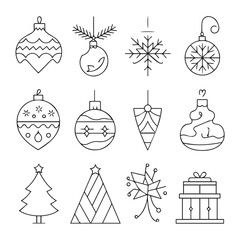 Christmas Line Art Vector with Santa and Snowman