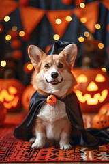 Corgi Vampire Costume – Funny Halloween Pet Art, cinematic lighting, 4K 5D vivid