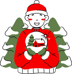 Illustration of Person Holding Snow Globe