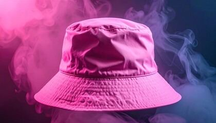 pink bucket hat, modern display product