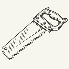 Classic hand saw tool ready for DIY projects and woodworking tasks, essential for any craftsman's toolkit