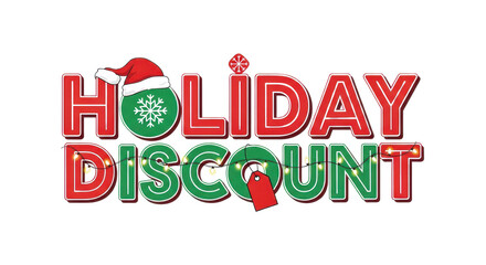 Holiday Discount festive season promotion isolated PNG with Transparent Background