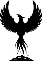 Fototapeta premium Powerful phoenix rising from ashes, mythical bird rebirth concept, symbolizing transformation and hope