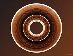Concentric circles of brown and cream hues, resembling a stylized coffee cup or record, set against a dark brown background