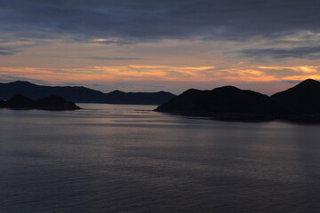 愛媛県愛南町　夕暮れ時の宇和海