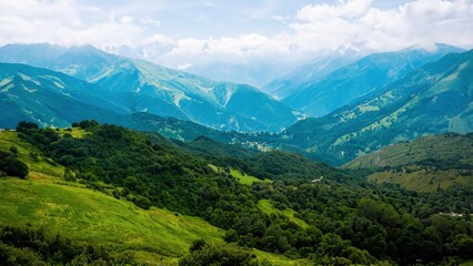 Naklejka premium Green Mountain Landscape