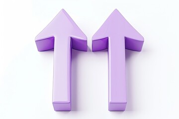 Two light purple, three-dimensional arrows pointing upwards against a white background. The arrows are subtly glossy and positioned closely together