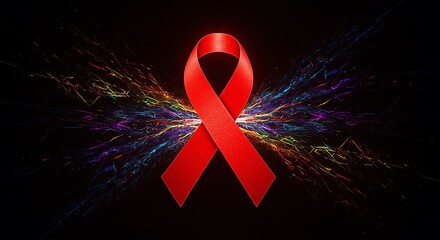 Red Ribbon Symbol of Awareness and Solidarity Against HIV and AIDS