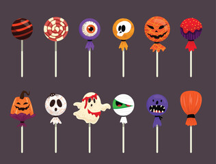 Halloween sweets and candy. illustrations and vectors.