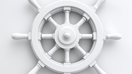 3D Navigation wheel on a white background. Steering wheel. Minimal scene. 3d illustration
