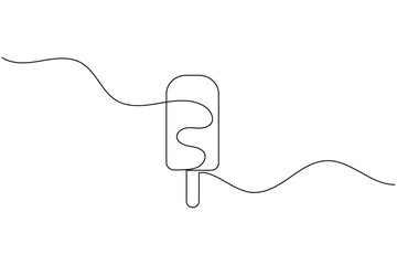 Popsicle ice cream bar one line drawing minimalist style isolate outline vector icon