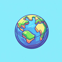 a minimal thick line art logo of an isometric earth