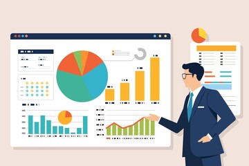 Accounting finance graphic report worker vector image