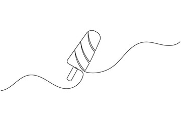Fototapeta premium Popsicle ice cream bar one line drawing minimalist style isolate outline vector icon