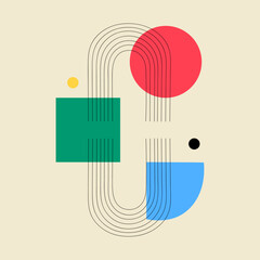 minimalist mid century modern geometric shapes, contemporary abstract art design