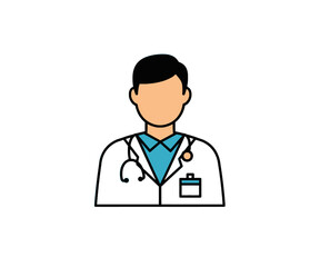 Fototapeta premium A stylized illustration of a doctor wearing a white coat and a stethoscope.