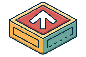 Up Arrow in a Box Flat Vector Icon. Minimalist Design for Websites, Apps, and Print on Transparent Background. Increase, Growth, and Upload Symbol.