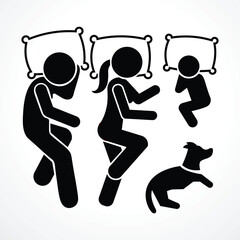 Family Sleeping Dog Silhouette Vector Illustration