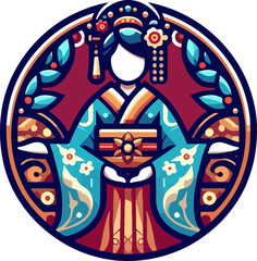 icon_logo_symbol_Vector_of_Cute_and_Elegant_Japanese_Woman_Cartoon_Illustration