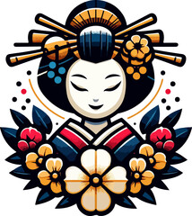 icon_logo_symbol_Vector_of_Smiling_Japanese_Woman_Character_Illustration